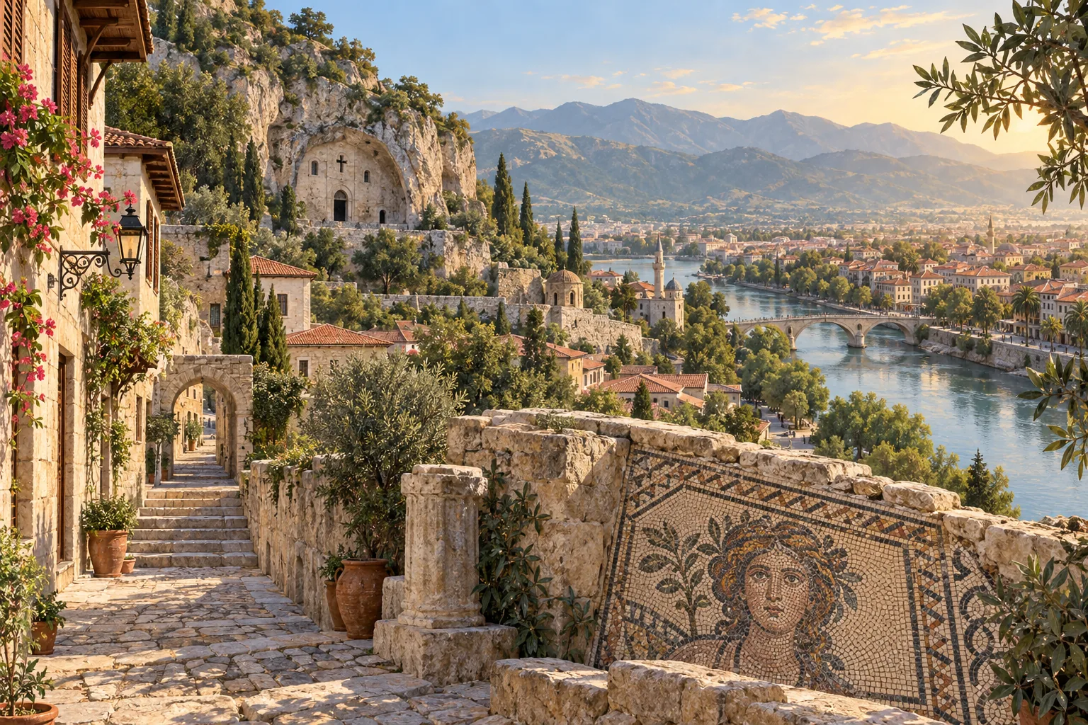 Antakya kültür rotasını temsil eden editoryal illüstrasyon