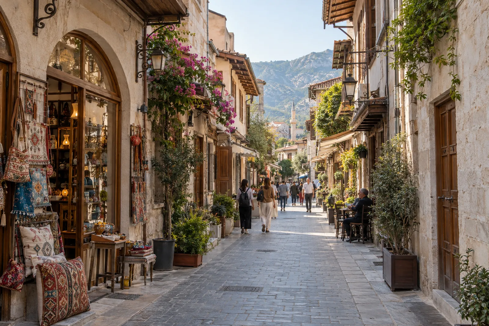 Antakya merkez yürüyüş rotası için editoryal illüstrasyon