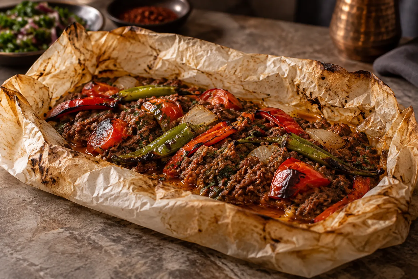 Antakya yemek kültürünü temsil eden restoran tabağı